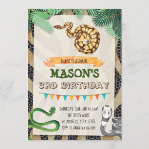 Snakes Birthday Party invitation