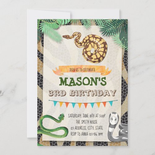 Snakes Birthday Party invitation