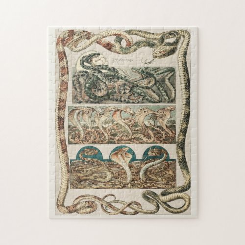 Snakes cobra viper art nouveau by Anton Seder Jigsaw Puzzle
