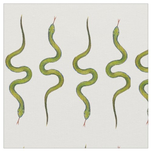 Snakes Hand_Drawn Green Slithering Scaly Snakes Fabric