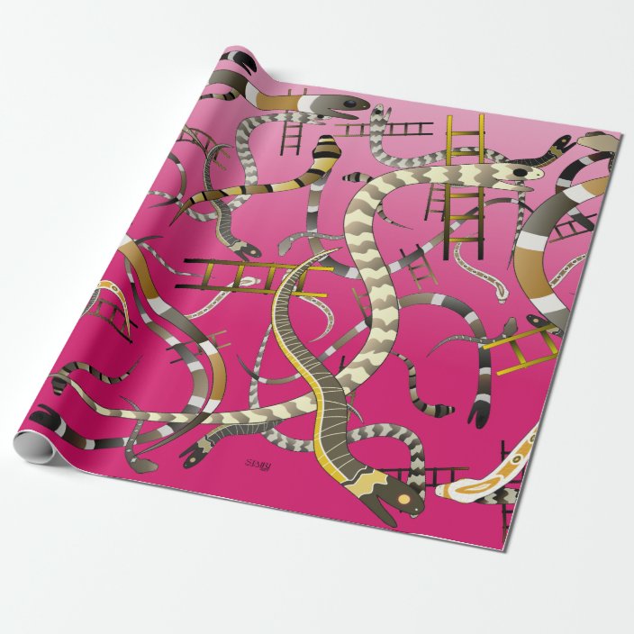"Snakes & Ladders In Space Pink" Wrapping Paper
