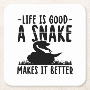 Snakes Life Reptiles Pets Gift Idea Square Paper Coaster