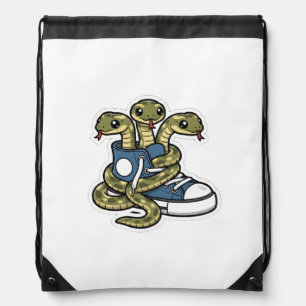 Snakes on shoes drawstring bag