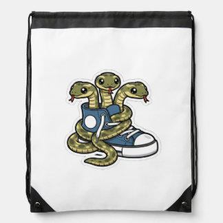 Snakes on shoes drawstring bag