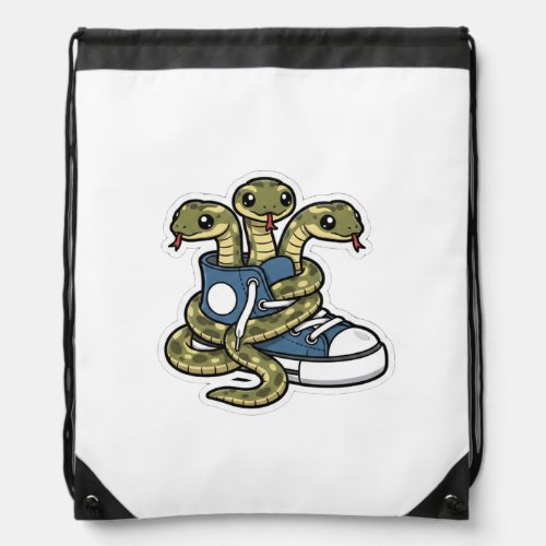 Snakes on shoes drawstring bag