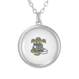 Snakes on shoes silver plated necklace
