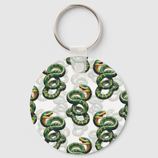 Snakes Pattern Design - White  Keychain (Front)