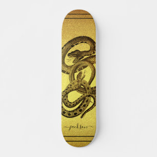Snakes Personalized Faux Gold Foil Skateboard