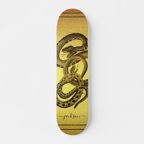 Snakes Personalized Faux Gold Foil Skateboard