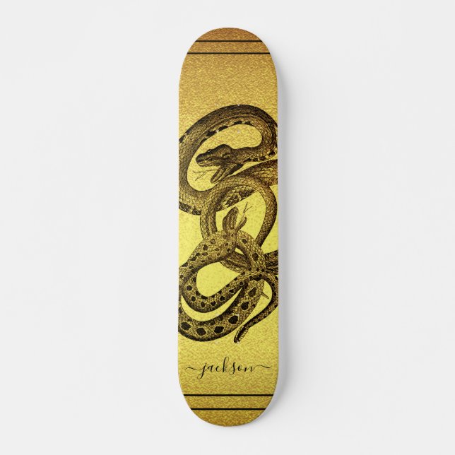 Snakes Personalized Faux Gold Foil Skateboard (Front)