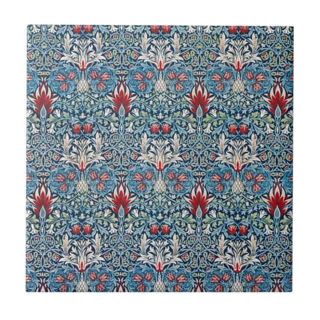 Snakeshead Fritillary Flower by William Morris Ceramic Tile (Front)