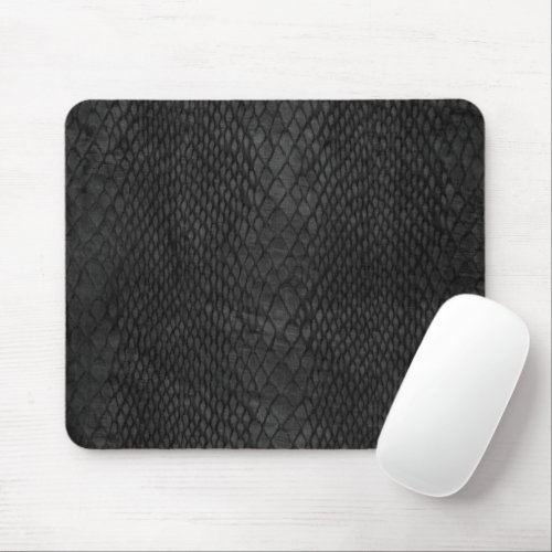 Snakeskin Black and Dark Gray Pattern  Mouse Pad
