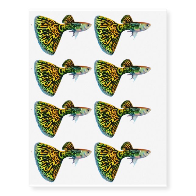 Snakeskin Cobra Fancy Guppy Temporary Tattoo (Front)