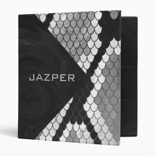 Snakeskin Gray, White, and Black Monogrammed Binder