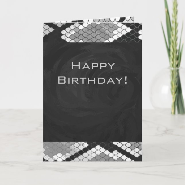 Snakeskin Gray, White, and Black Monogrammed Card (Front)