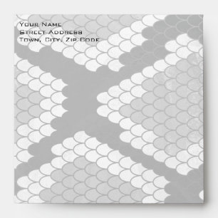 Snakeskin Gray, White, and Black Monogrammed Envelope