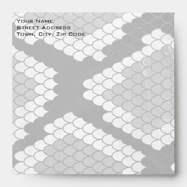 Snakeskin Gray, White, and Black Monogrammed Envelope (Front)