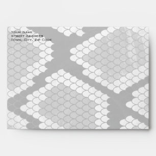 Snakeskin Gray, White, and Black Monogrammed Envelope
