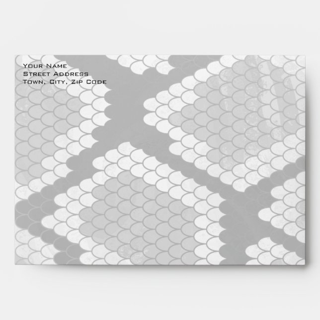 Snakeskin Gray, White, and Black Monogrammed Envelope (Front)