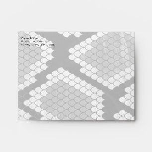 Snakeskin Gray, White, and Black Monogrammed Envelope
