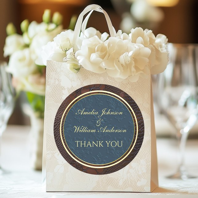 Snakeskin Leather Victorian Brown Wedding Favors Classic Round Sticker (Snakeskin Leather Victorian Brown Wedding Favors Classic Round Sticker)