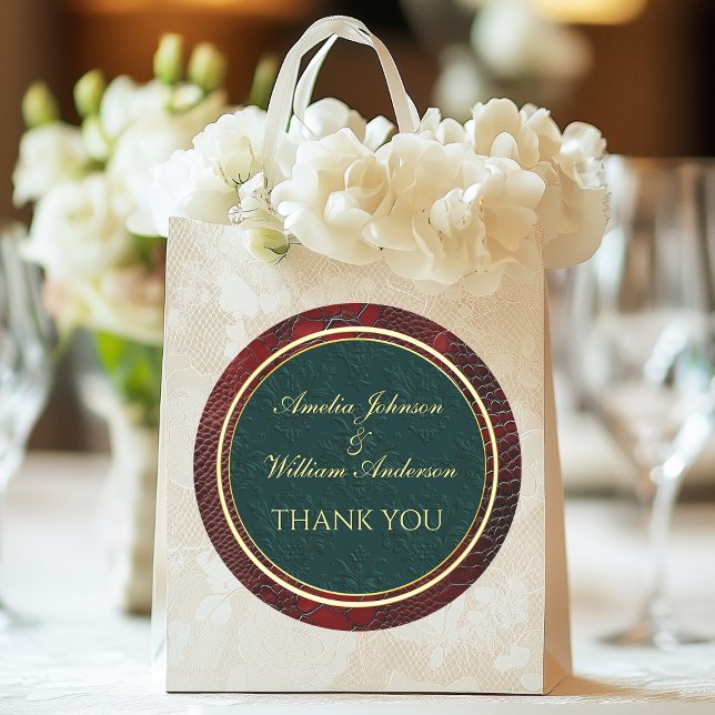 Snakeskin Leather Victorian Red Wedding Favors Classic Round Sticker (Snakeskin Leather Victorian Red Wedding Favors Classic Round Sticker)