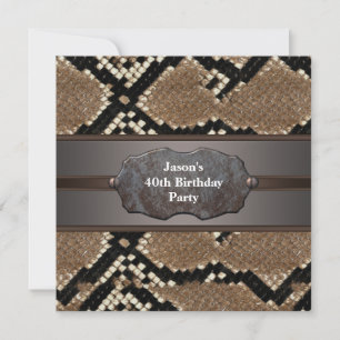 Snakeskin Metal Mans 40th Birthday Party Invitation