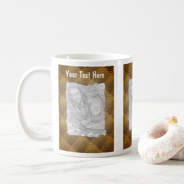 Snakeskin Pattern Frame Personalized Photo  Coffee Mug (With Donut)