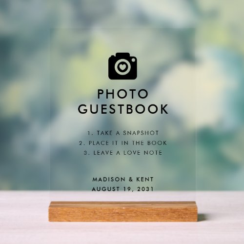 Snap a Selfie Transparent Wedding Photo Guestbook Acrylic Sign