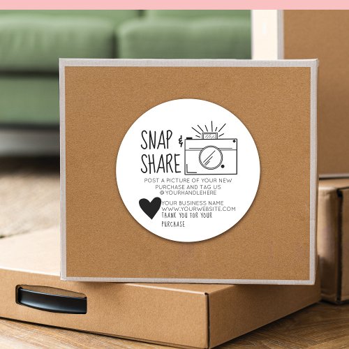 Snap and Share Camera Heart Social Media Business Classic Round Sticker