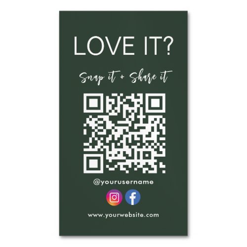 Snap And Share Qr Code Facebook Instagram Business Card Magnet