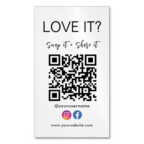 Snap And Share Qr Code Facebook Instagram Business Card Magnet