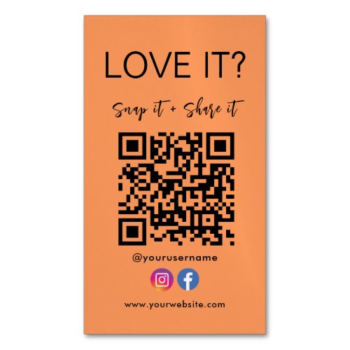 Snap And Share Qr Code Facebook Instagram Business Card Magnet