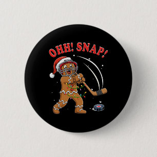 Snap Christmas Santa Gingerbread Playing Hockey Pl Button
