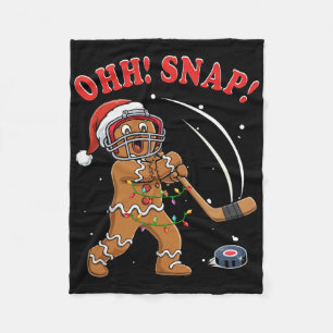 Snap Christmas Santa Gingerbread Playing Hockey Pl Fleece Blanket