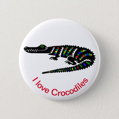 Snap I love CROCODILES_ Endangered animal button
