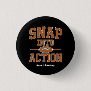 Snap Into Action Retro Football Game Day Design Button