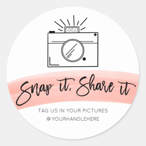 Snap It Share It Camera Watercolor Social Media Classic Round Sticker