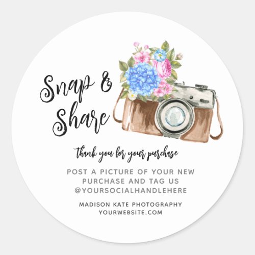 Snap  Share Camera Business Round Sticker