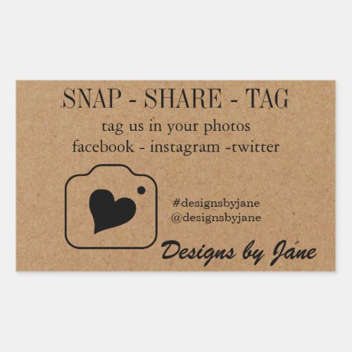 Snap Share Tag Kraft Small Business Sticker
