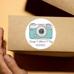 Snap & Share Thank You social media parcel Classic Round Sticker