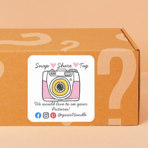 Snap & Share Thank You social media parcel Square Sticker