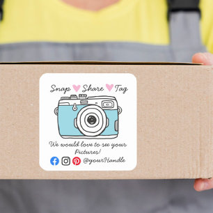 Snap & Share Thank You social media parcel Square Sticker