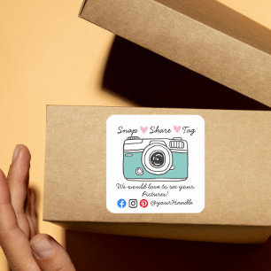 Snap & Share Thank You social media parcel Square Sticker