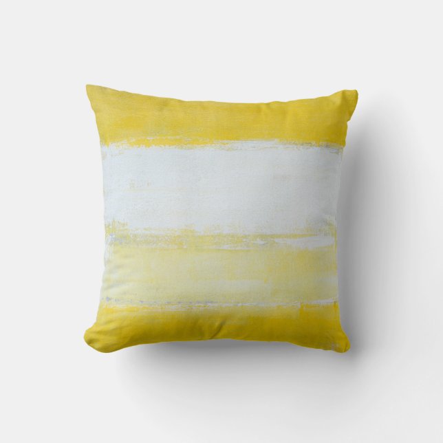 'Snap Shot' Grey and Yellow Abstract Art Throw Pillow (Front)