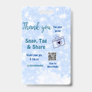 Snap tag share social media q r code glitter blue badge