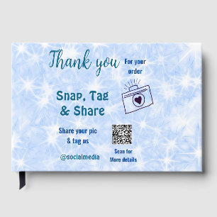 Snap tag share social media q r code glitter blue guest book