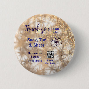 Snap tag share social media q r code glitter gold button