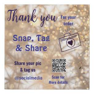 Snap tag share social media q r code glitter gold faux canvas print