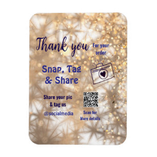 Snap tag share social media q r code glitter gold magnet